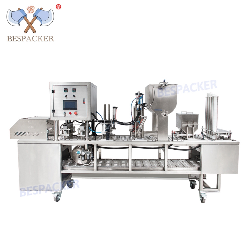 XBG-60-4 Linear type cup filling and sealing machine with inkjet printer